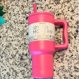 Simple Modern Pink Tumbler with Handle